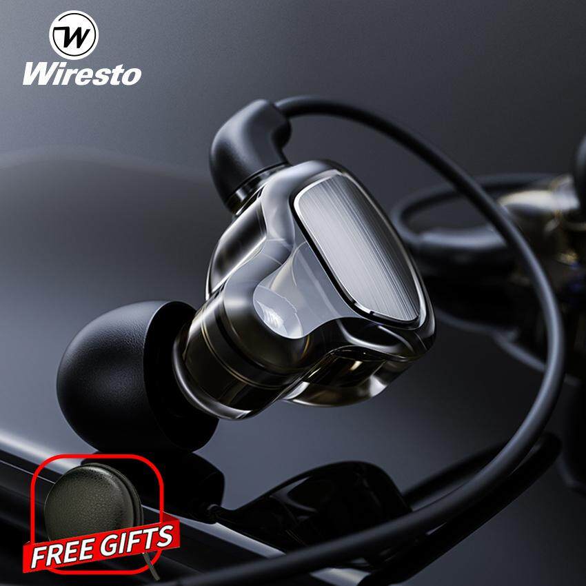 Wiresto In Ear Earphone Stereo Headphone Sport Wired Earbuds HiFi Heavy Bass Sound Noise Isolating Headset with Microphone with Free Case Box