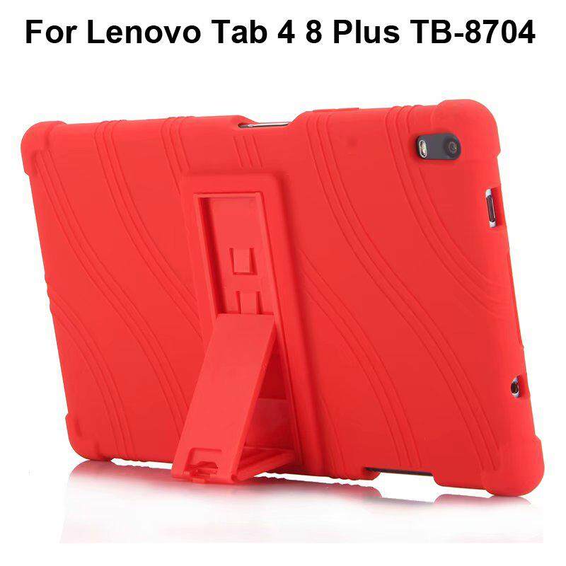 For Lenovo Tab 4 8 Plus soft silicone case TB-8704F TB-8704X 8704N 8704i shock proof cover stand holder