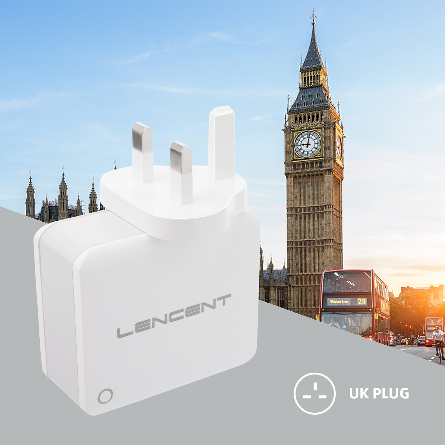 Lencent USB Charger Plug 4-Port USB Universal Travel Adaptor Plug 22W/5V 4.4A Wall Charger with Singapore/USA/EU/AUS Worldwide Travel Charger Adapter Multi Plug for iPhone iPad Android Tablets and Mor